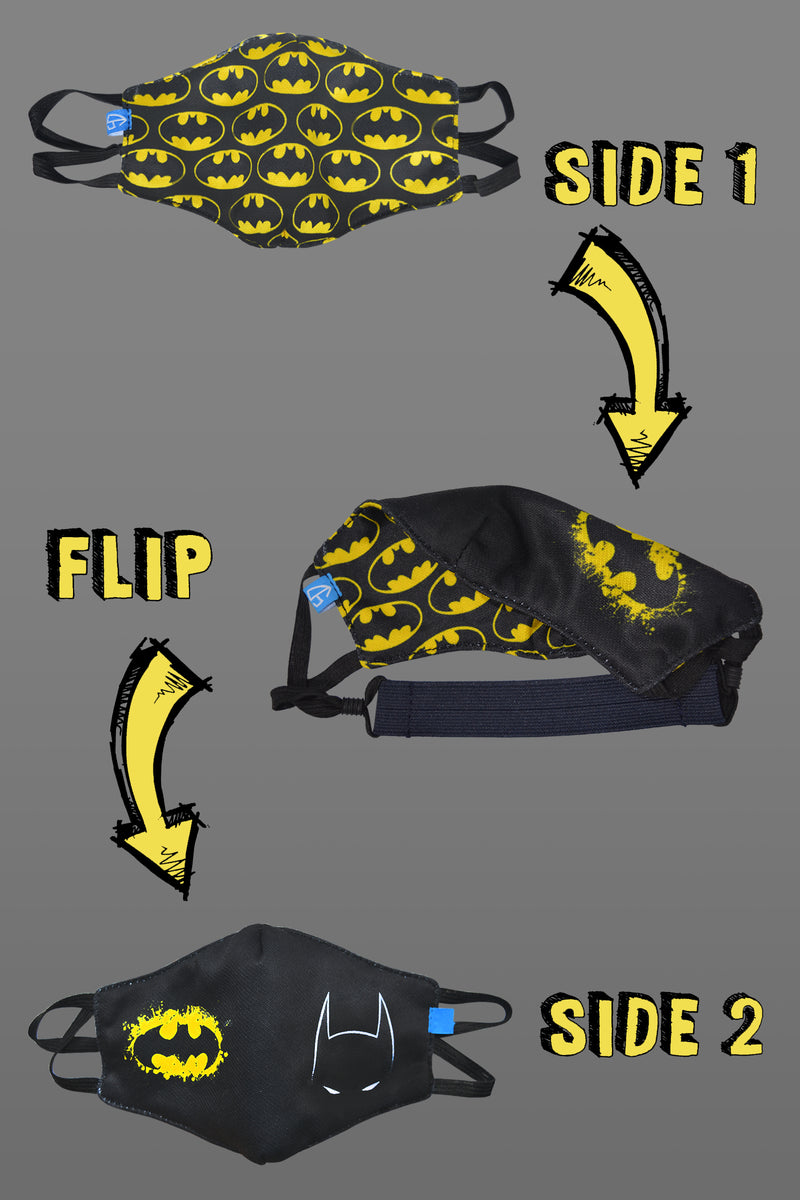3 PCS OF DOUBLE LAYER BATMAN 2 IN 1 FACE MASK FOR KIDS