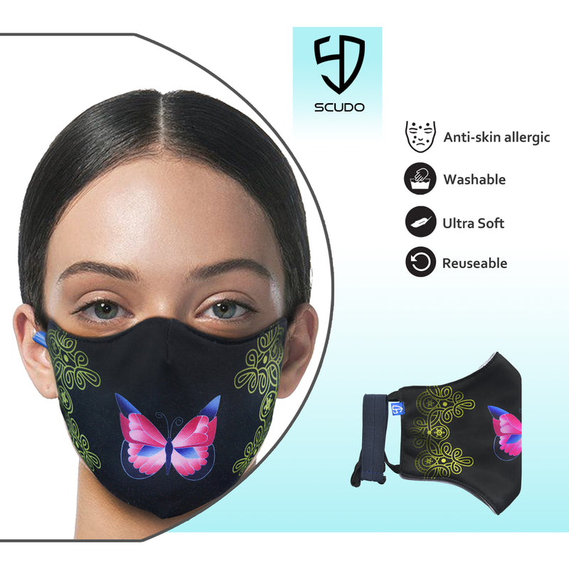 3 Piece of Cotton Butterfly Face Mask For Ladies