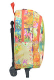 Multicolor Flower School Trolley Bag/Backpack For Girls