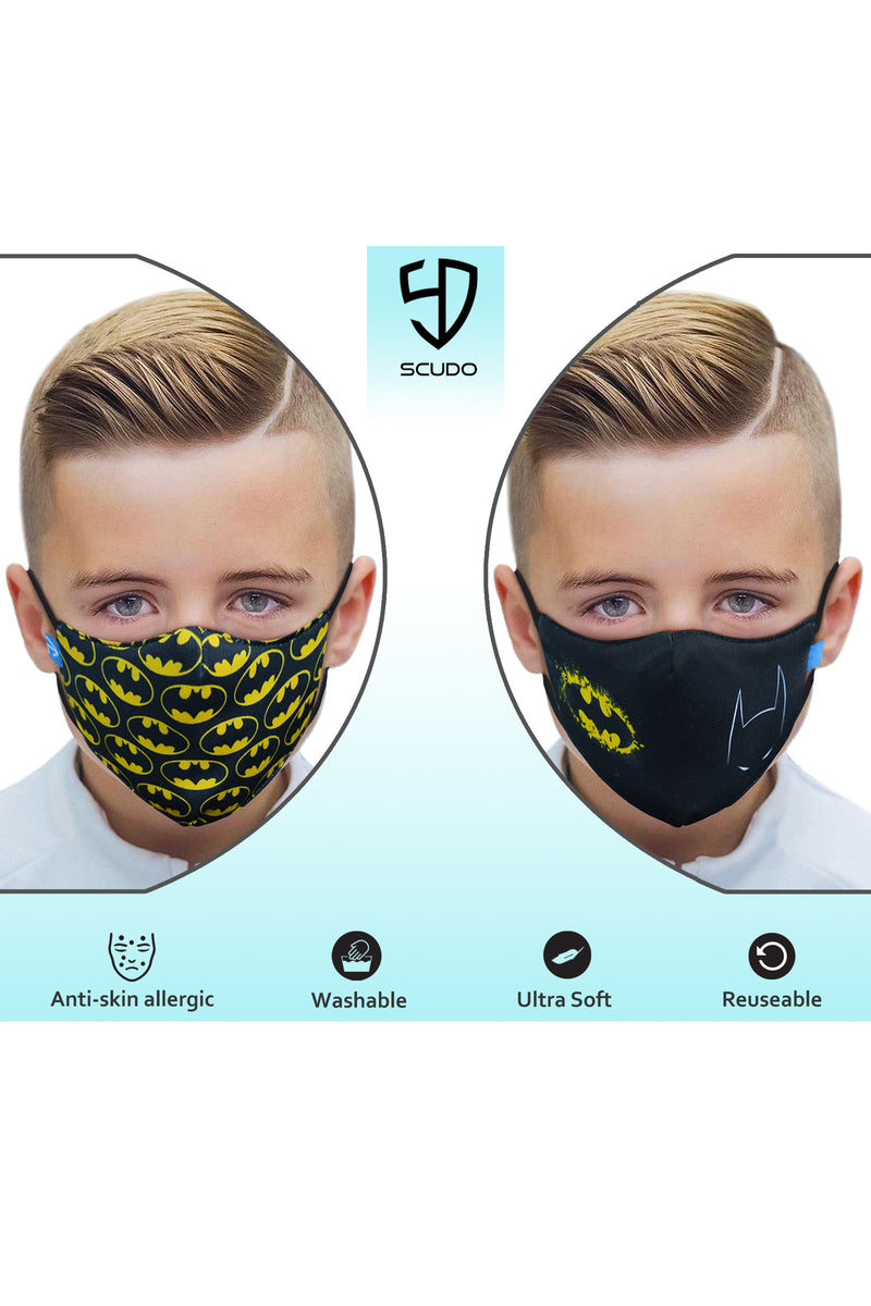 3 PCS OF DOUBLE LAYER BATMAN 2 IN 1 FACE MASK FOR KIDS