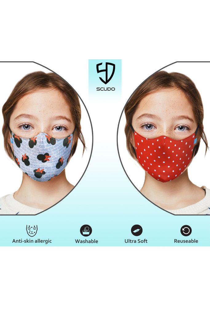3 PCS OF DOUBLE LAYER MINNIE MOUSE 2 IN 1 FACE MASK FOR KIDS