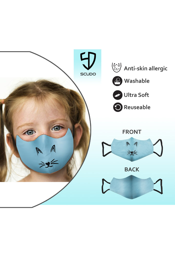 3 PCS OF DOUBLE LAYER CAT FACE MASK FOR KIDS