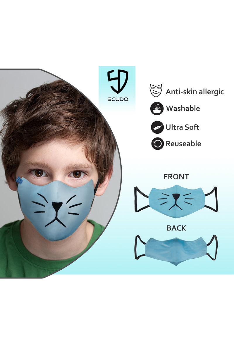 3 PCS OF DOUBLE LAYER KITTY FACE MASK FOR KIDS