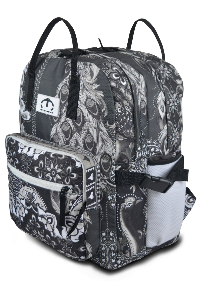 MAIYAAN BLACK AND WHITE FLOWERS BACKPACK [CLASS 3-8]
