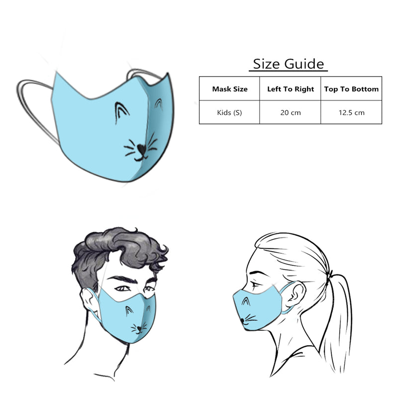 3 PCS OF DOUBLE LAYER CAT FACE MASK FOR KIDS