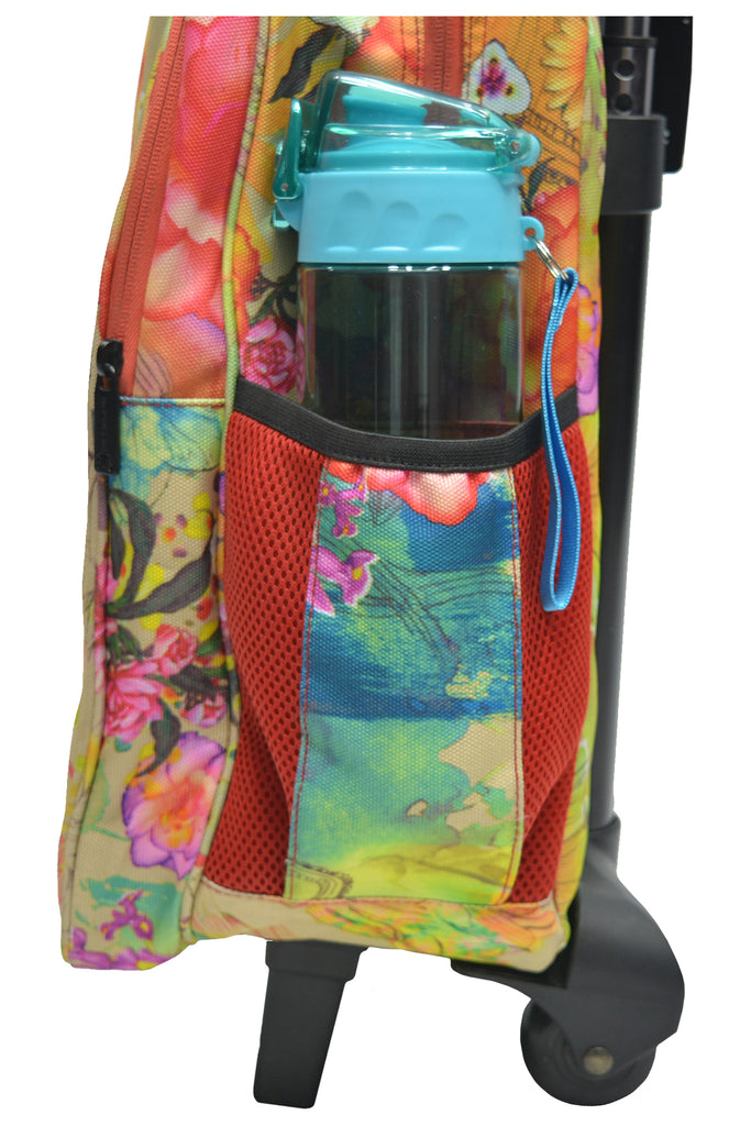 Multicolor Flower School Trolley Bag/Backpack For Girls